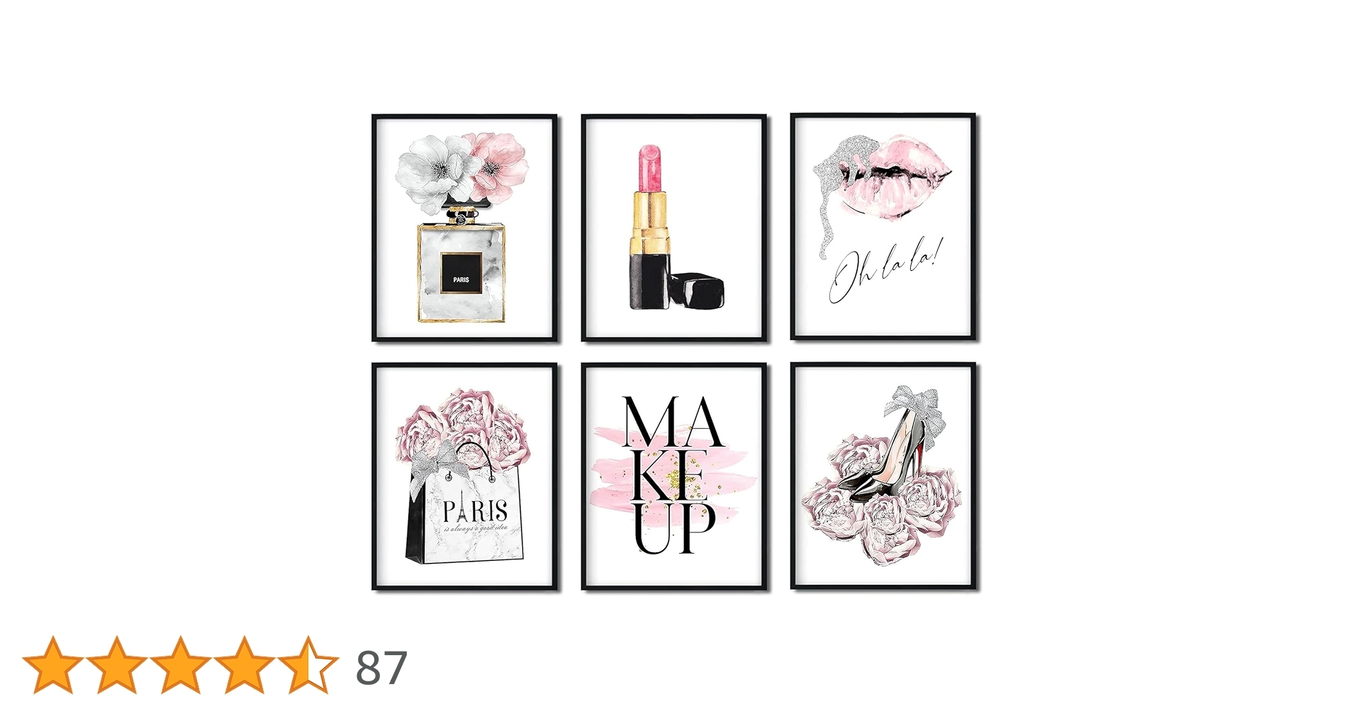 BLUE RED CYAN Fashion Wall Art Women Decor High Heels Lipstick Makeup Print Unframed Set Of 6 Pink Modern Pictures Flower Card Paper Artwork Glamorous Girl Amazon de Home Kitchen
