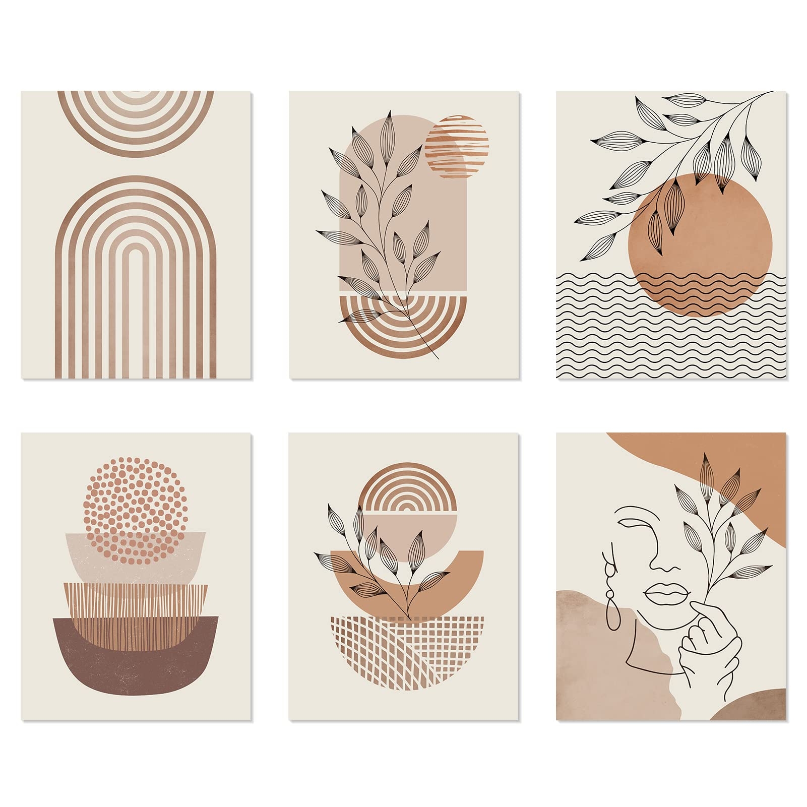 Boho Neutral Wall Art Prints Line Art Posters For Room Aesthetic Unframed 20 3 X 25 4 Cm Pack Of 6 Minimalist Living Room Decor 27 9 X 35 6 Cm Line Plant Amazon de Home Kitchen