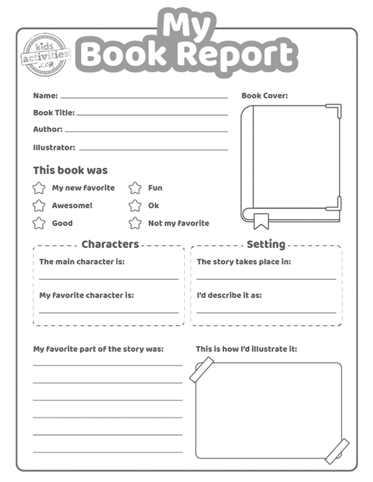 free printable book report template