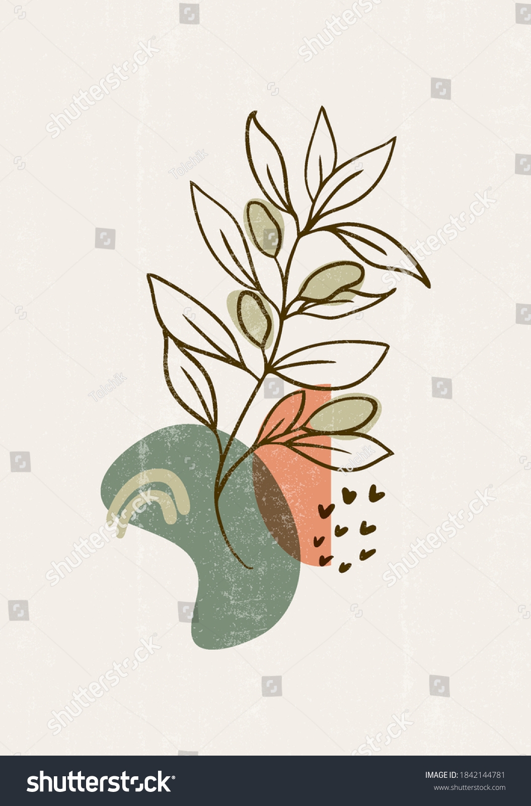 Botanical Print Boho Minimalist Printable Wall Stock Vector Royalty Free 1842144781 Shutterstock