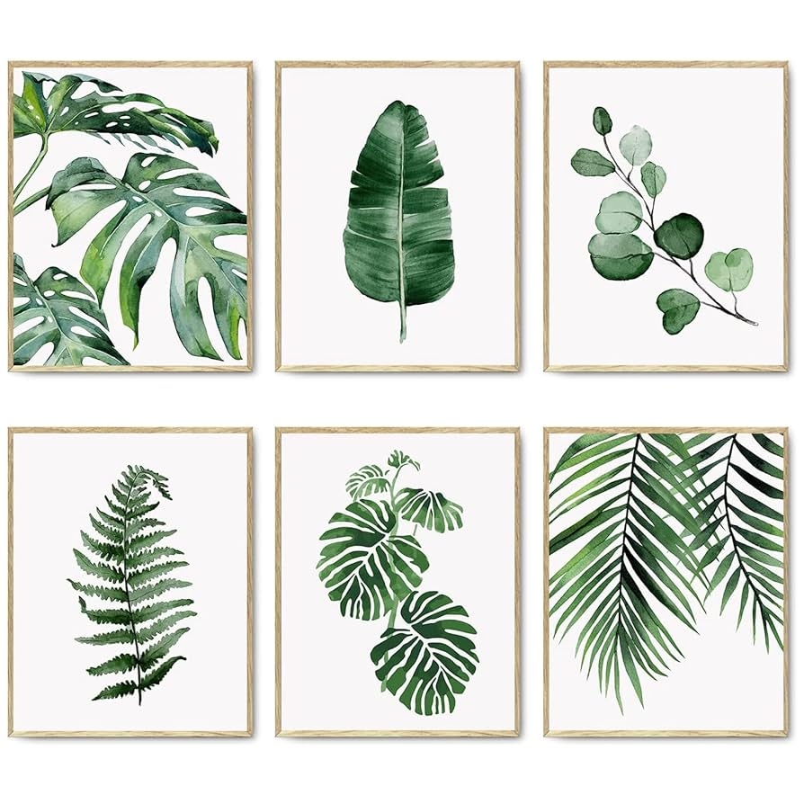 Botanical Wall Art Prints Set Of 6 Tropical Leaves Canvas Decor Plant Leaf Boho Wall Decor Pictures Green Boho Posters Bathroom Wall Art Decor 11 X 14 Inch Unframed Amazon de Home Kitchen