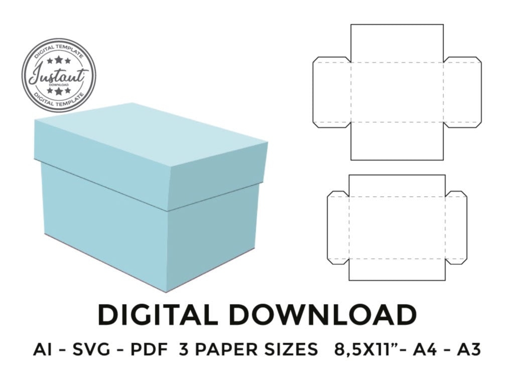 Box With Lid Template Rectangular Box With Lid Gift Box With Lid Storage Box With Lid SVG PDF Cricut Silhouette 8 5x11 A4 A3 Etsy Ireland