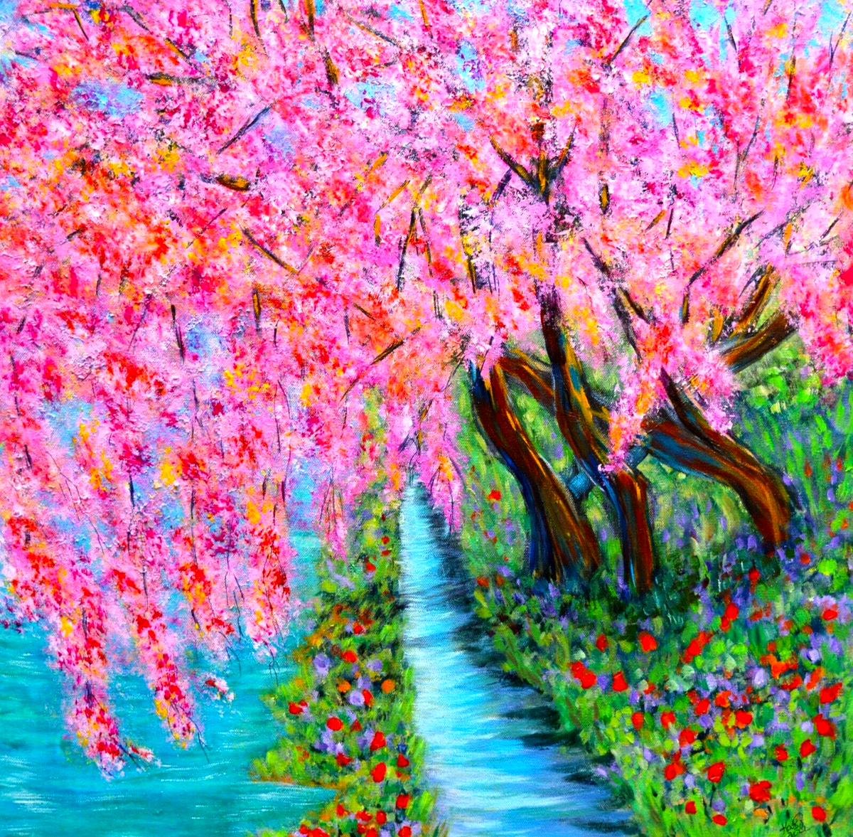 Cherry Trees With Pink Flower Blossoms 8x8 Print Landscape Wall Art EBay