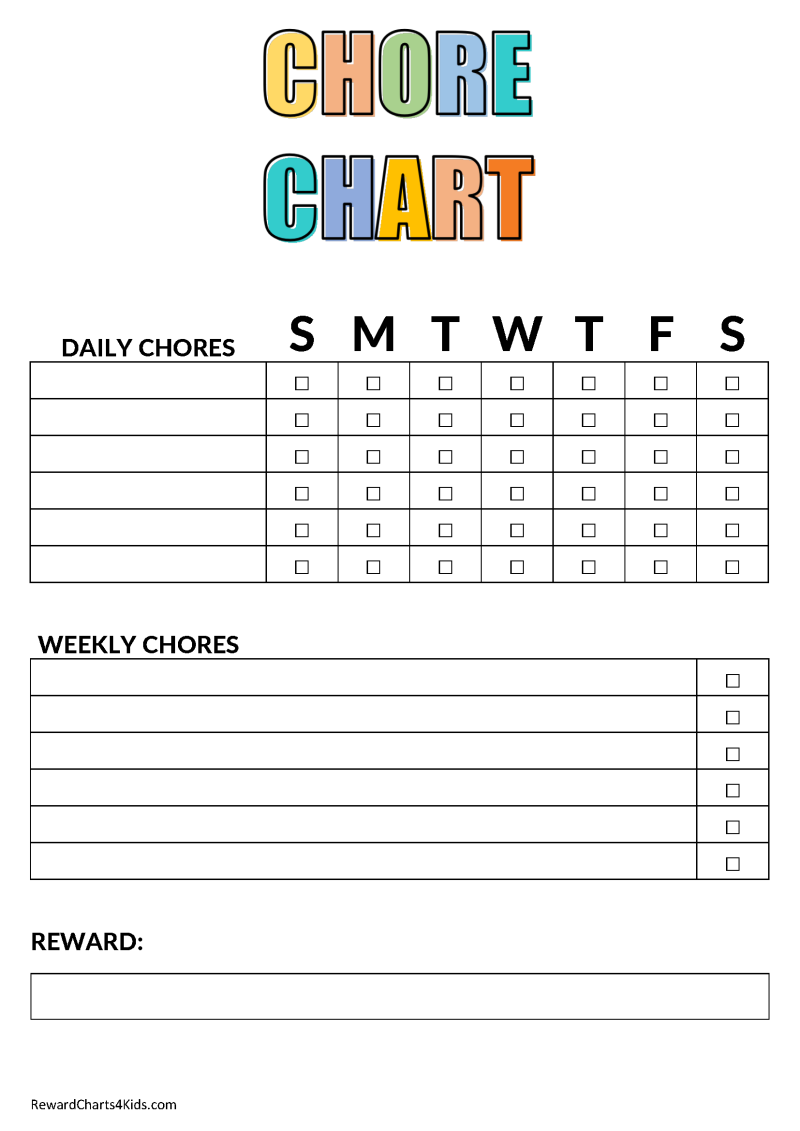 free printable chore chart template