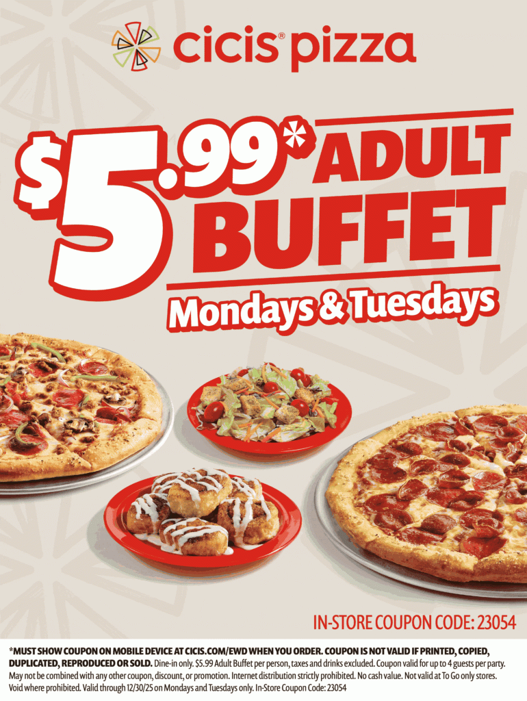 Cici s 5 99 Adult Buffet Pizza Deal Monday Tuesdays