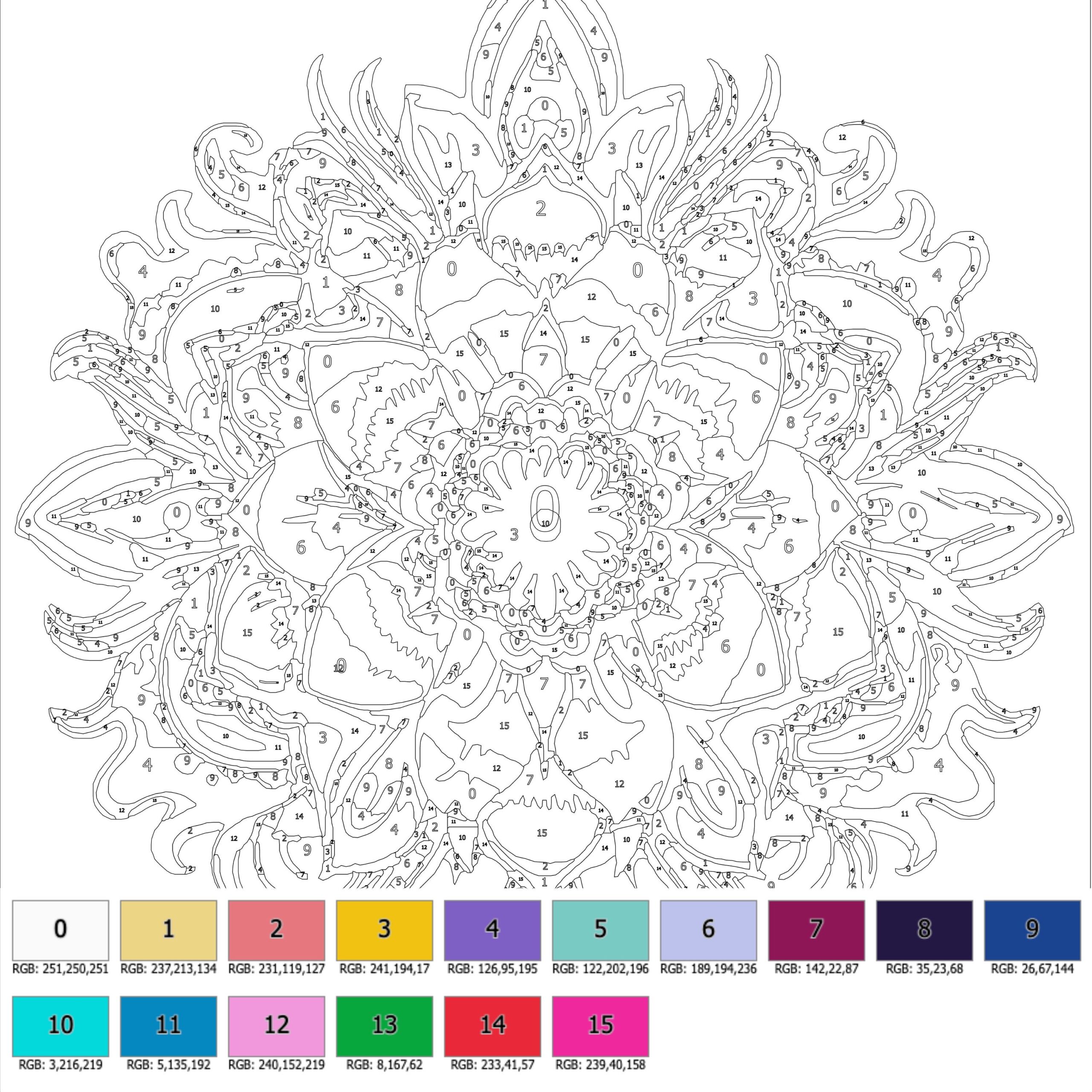 Color By Number For Adult Mandala Flower Paint By Number Printable Coloring Pages Digital Download advanced Intricate Detailed Book 255 Etsy Canada