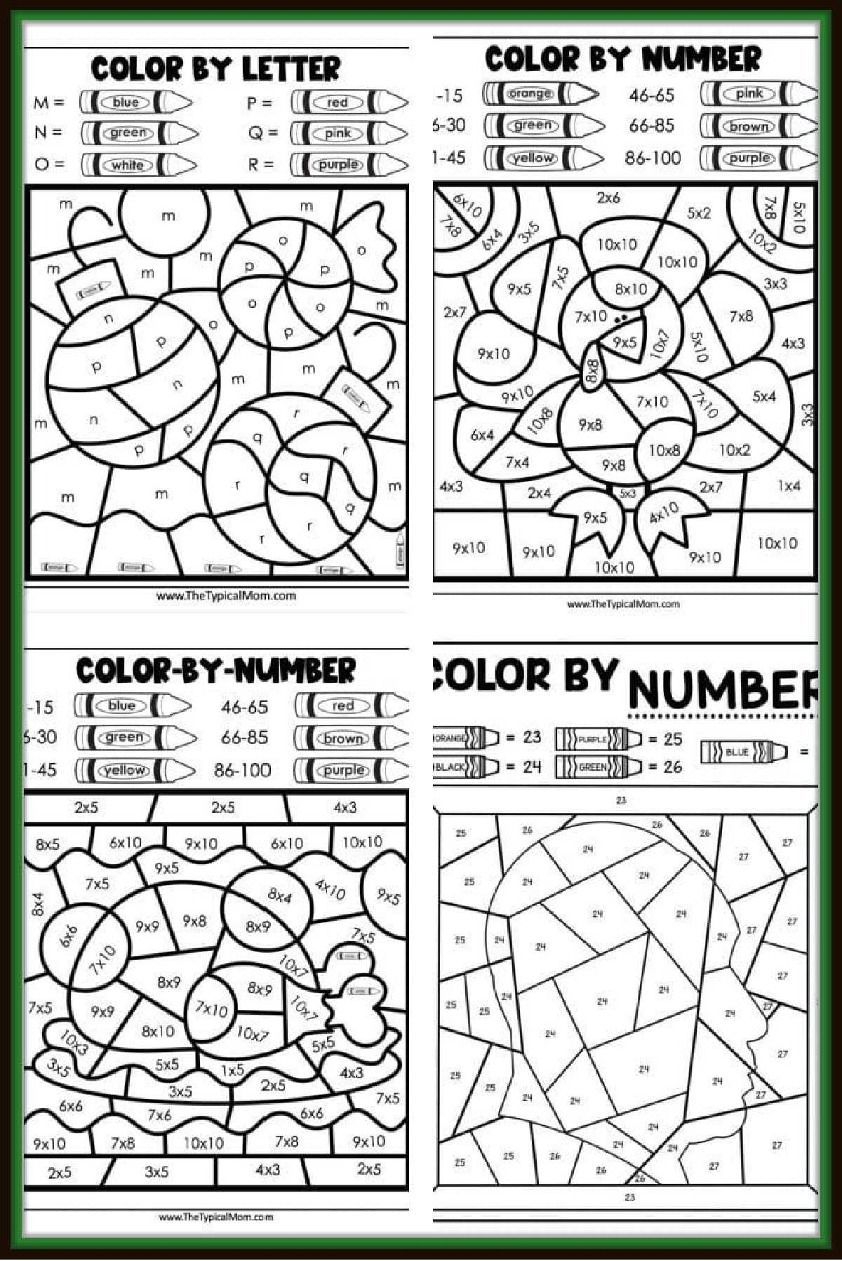 color by number printables for adults