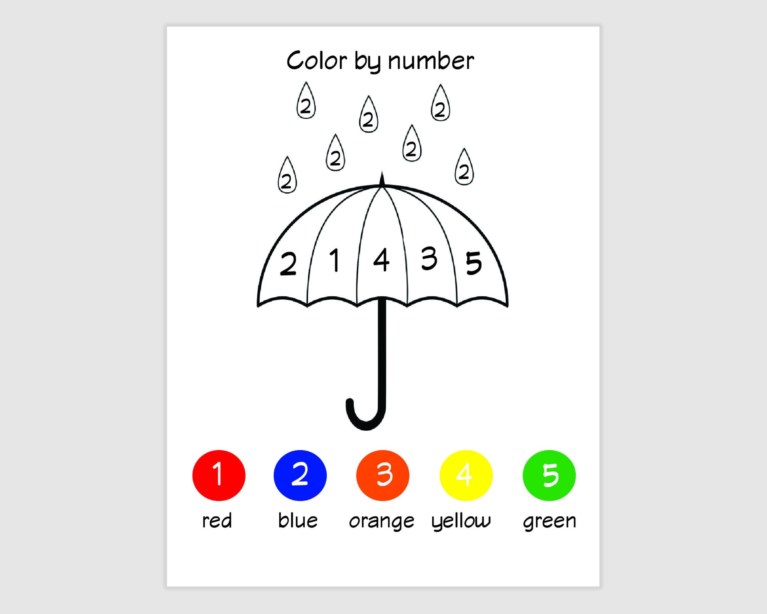 Color By Number Kids Coloring Page Easy Coloring Page For Kids Simple Coloring Color By Numbers Printout Pages Kids Coloring Activity Etsy UK