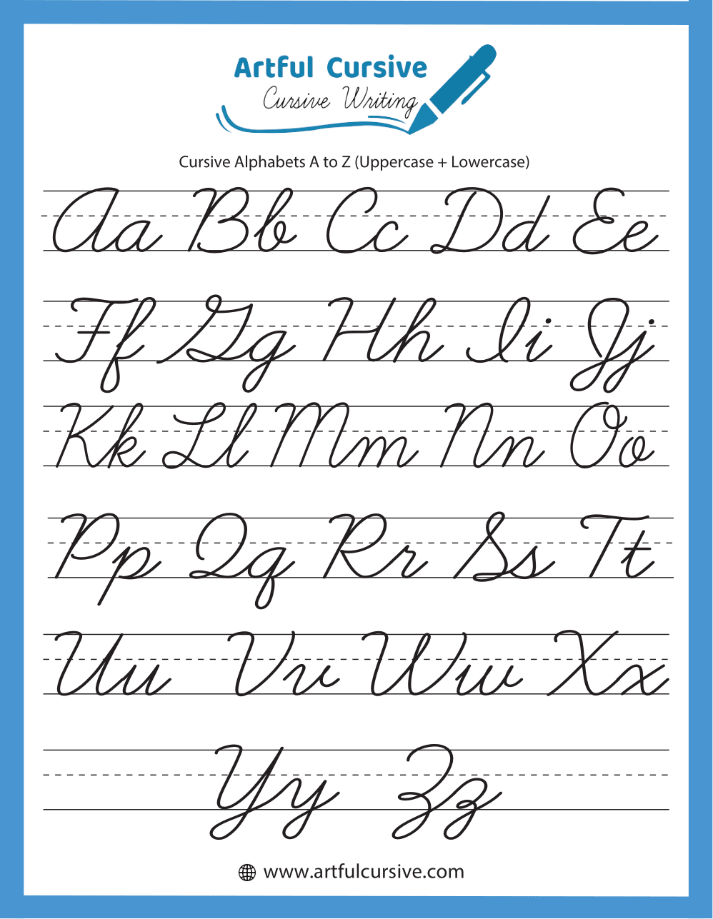 Cursive Alphabet Letters Learn A To Z Cursive Writing Cursive Alphabet Letters Learn A To Z Cursive Writing