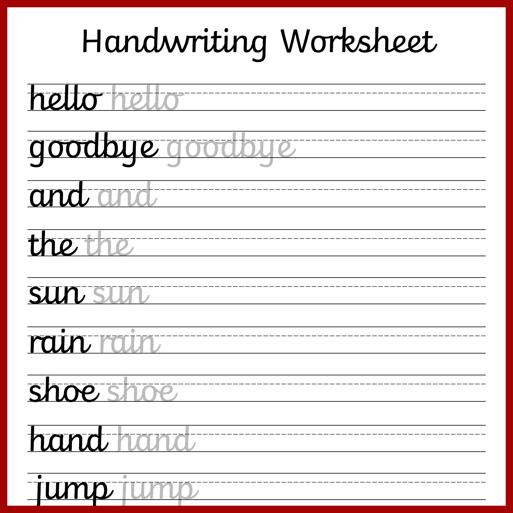 free handwriting practice sheets