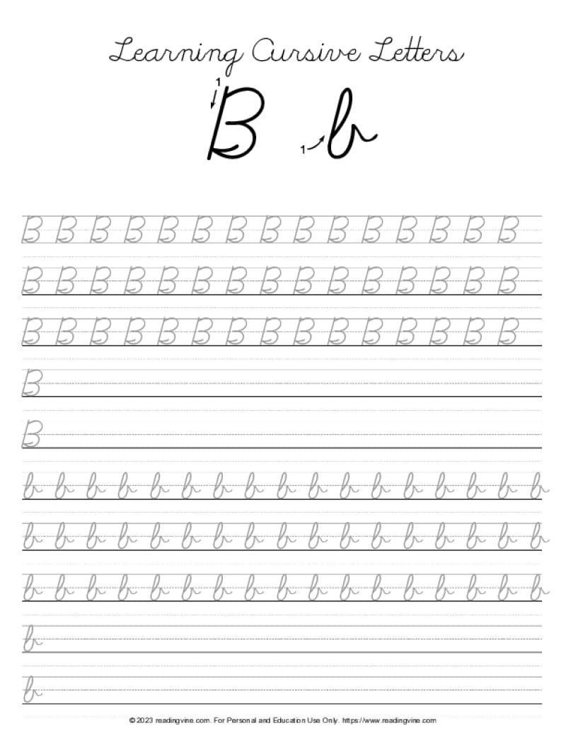 Cursive Writing Letter B ReadingVine