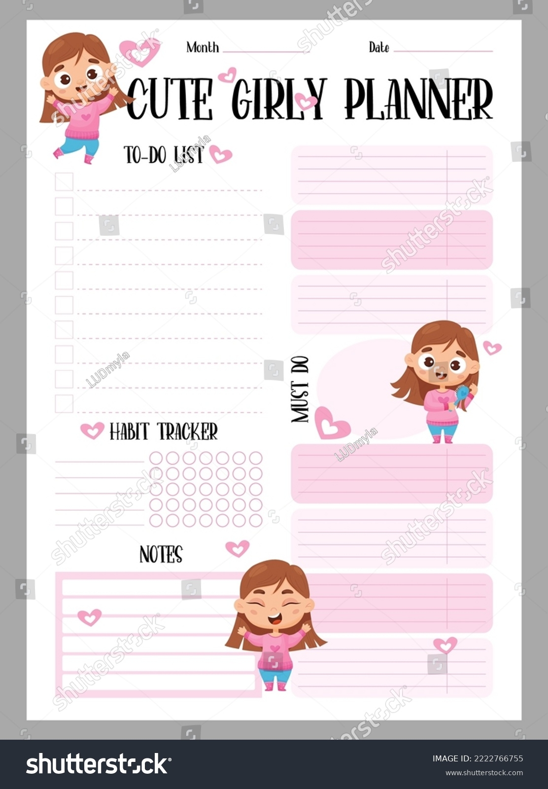 girly cute weekly planner printable