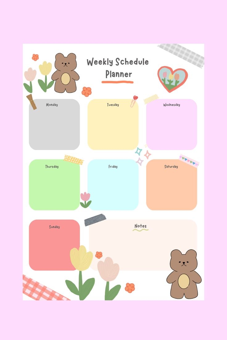 Cute Kawaii Weekly Planner Template Printable Weekly Planner 2023