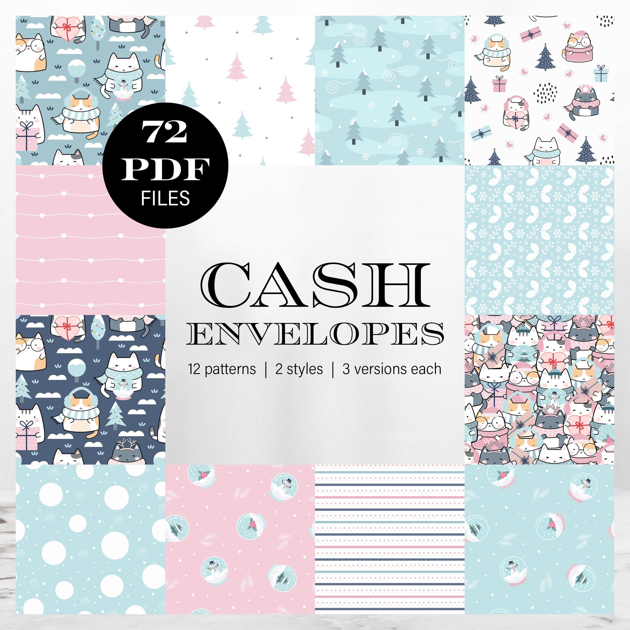 Cute Pastel Winter Cash Stuffing Envelope Template For Budget Binder By Paycheck Etsy