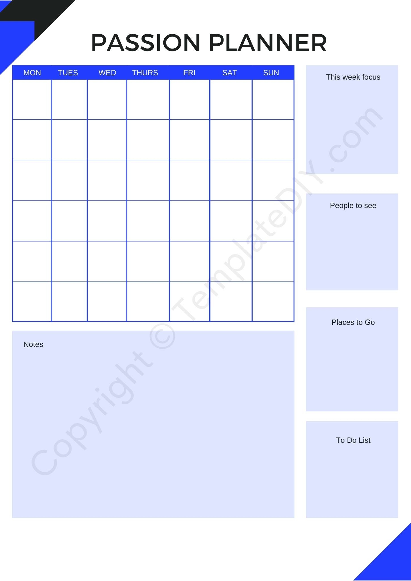 Daily Passion Planner Printable Template In PDF Word Excel