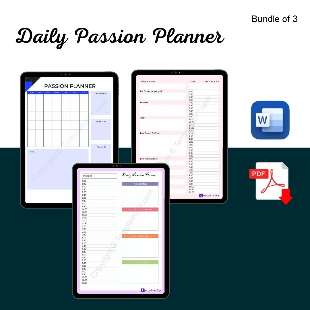 Daily Passion Planner Printable Template In PDF Word Excel