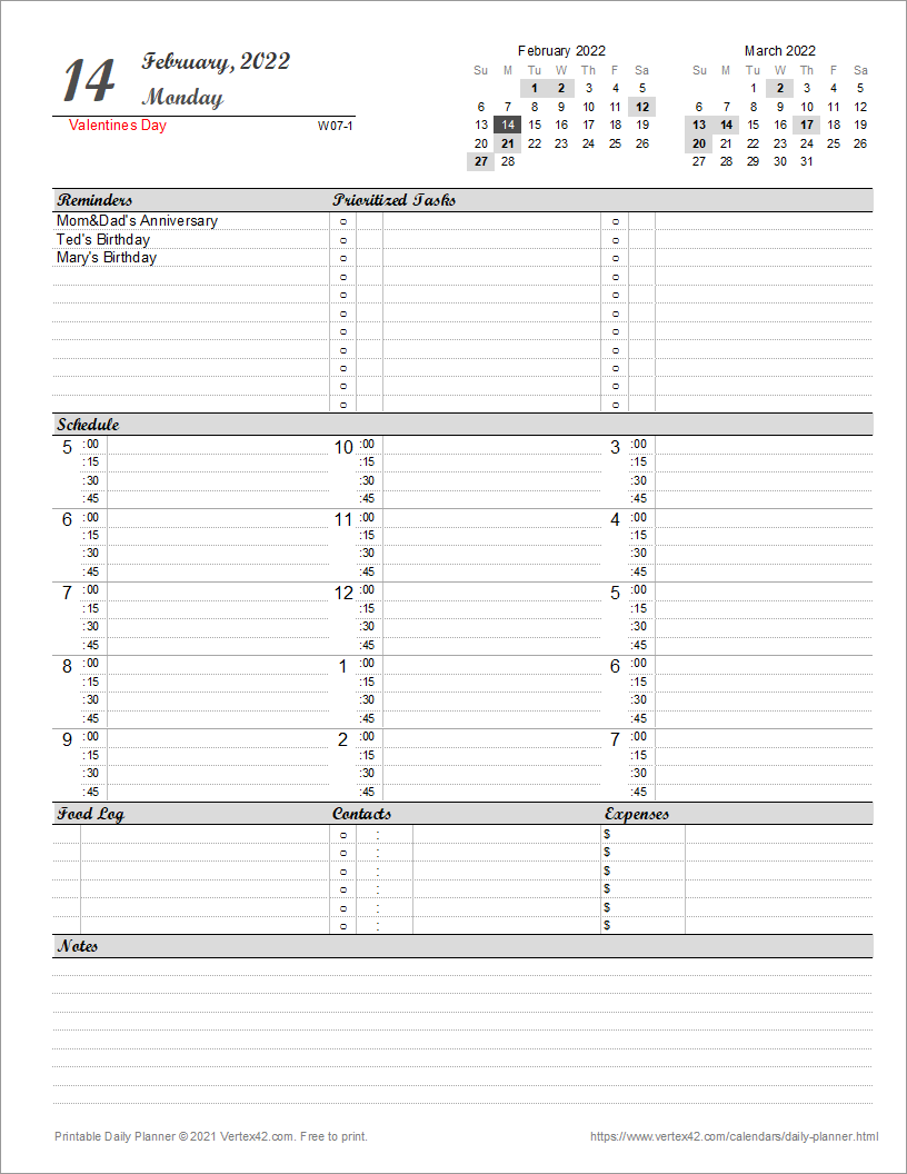 planner pages printable free