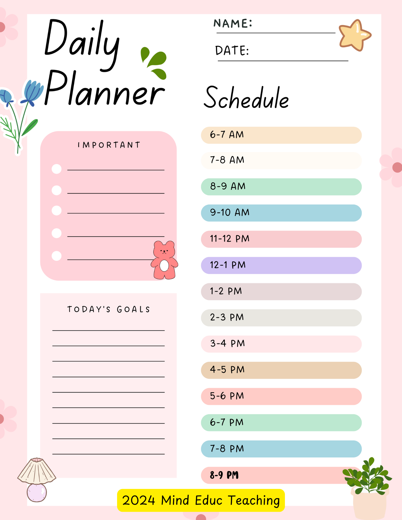 Daily Weekly Monthly Student Planner Pages Cute Panda Stickers Gift Made By Teachers