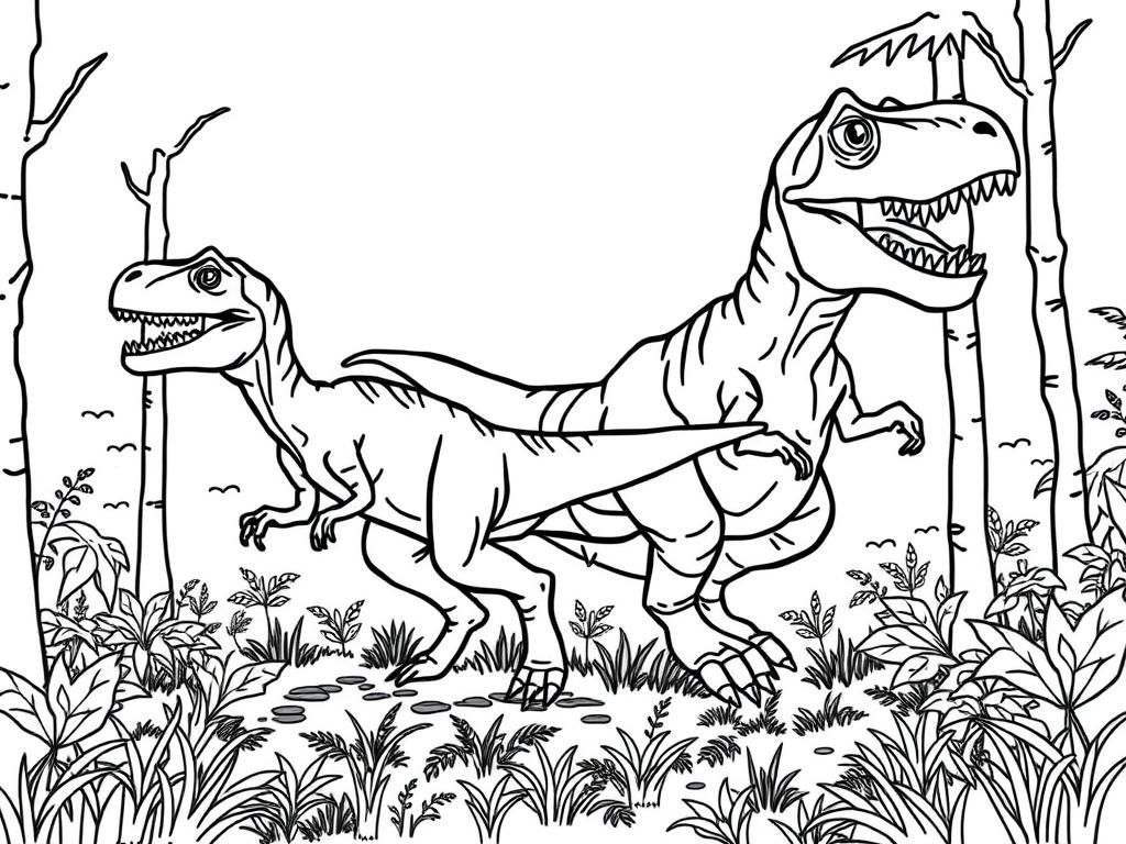 Dinosaurs Coloring Page A Prehistoric Adventure Free Printable Coloring Page
