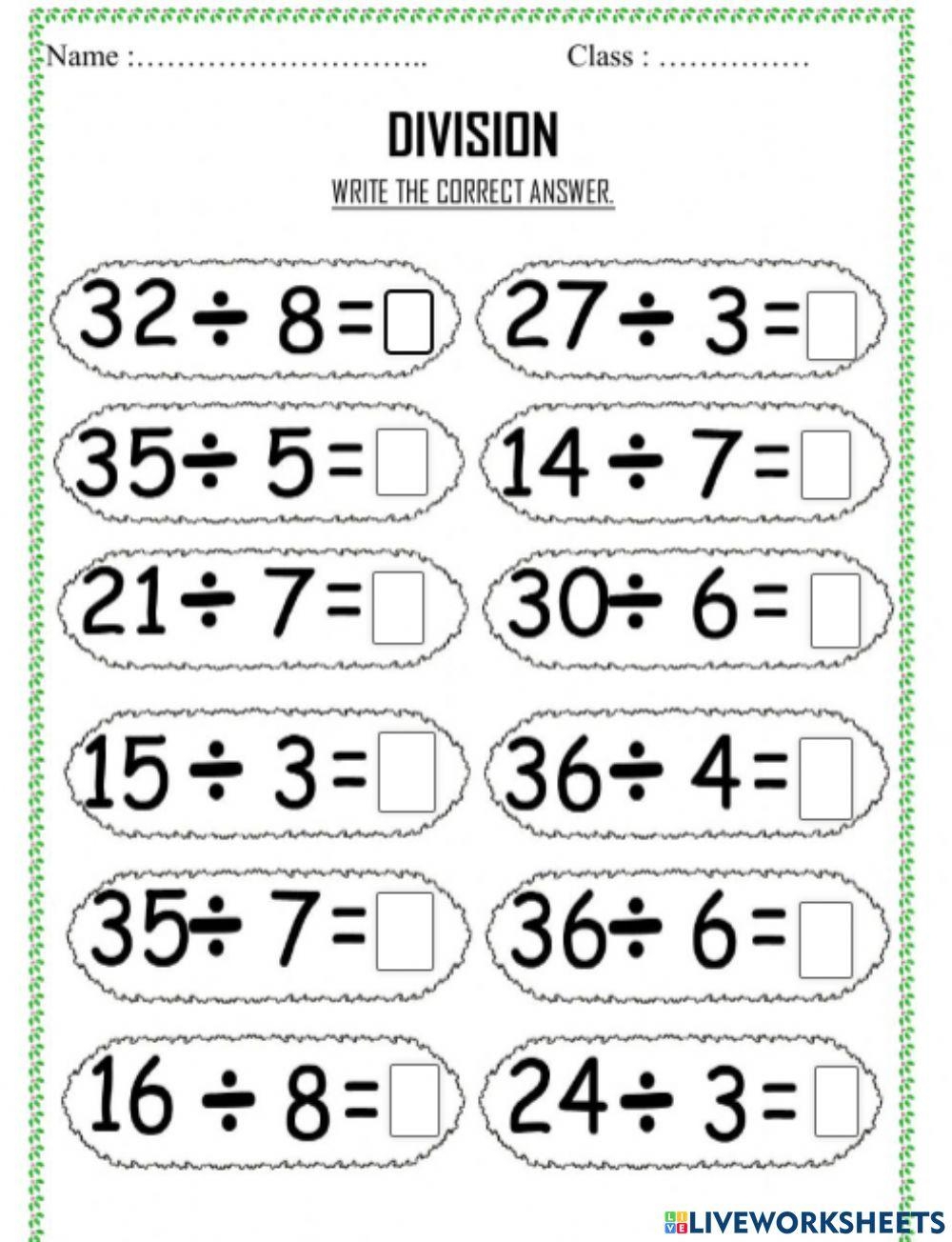 Division Worksheet Grade 3 Online Exercise For Live Worksheets Worksheets Library