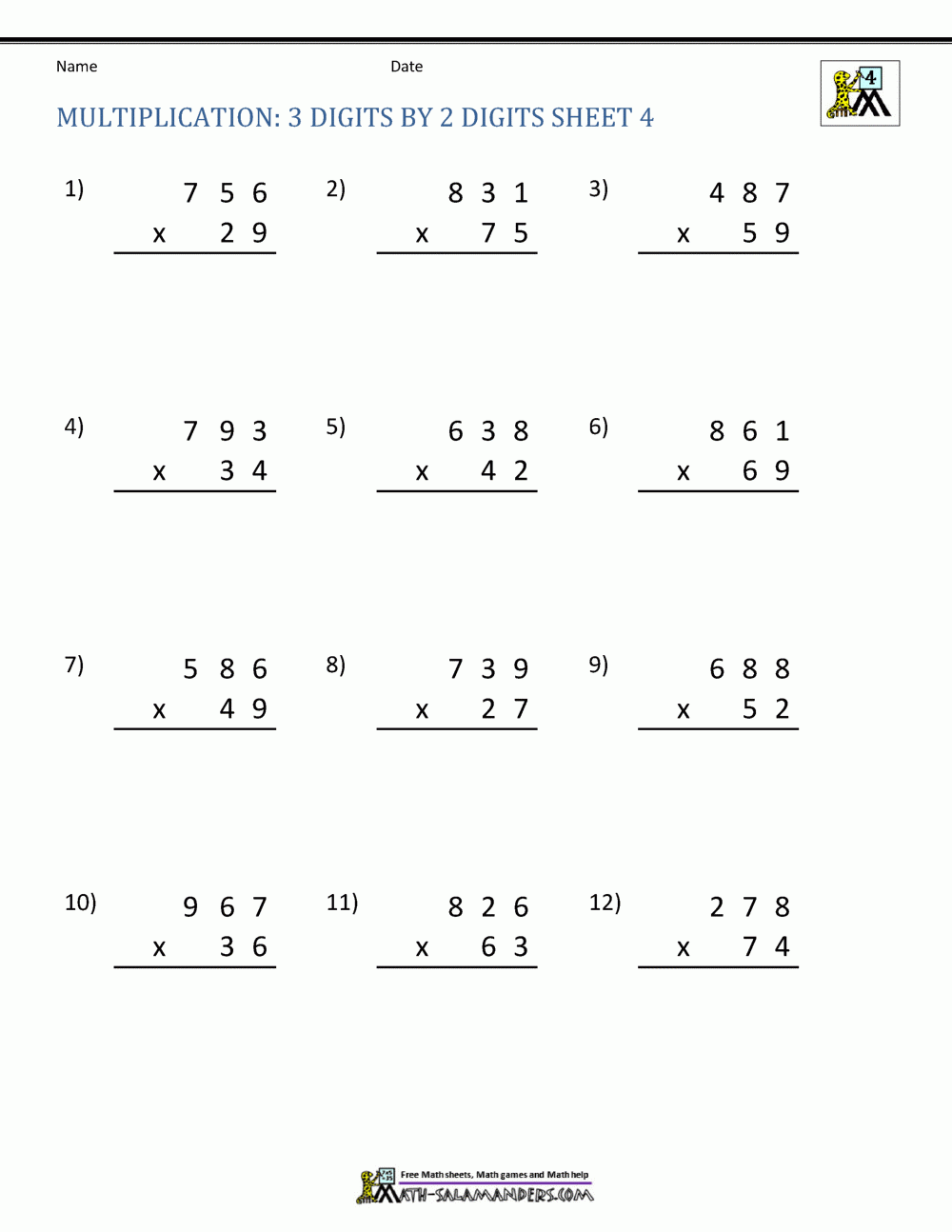 Double Digit Multiplication Worksheets 4th Grade Double Digit Multiplication Worksheets 4th Grade
