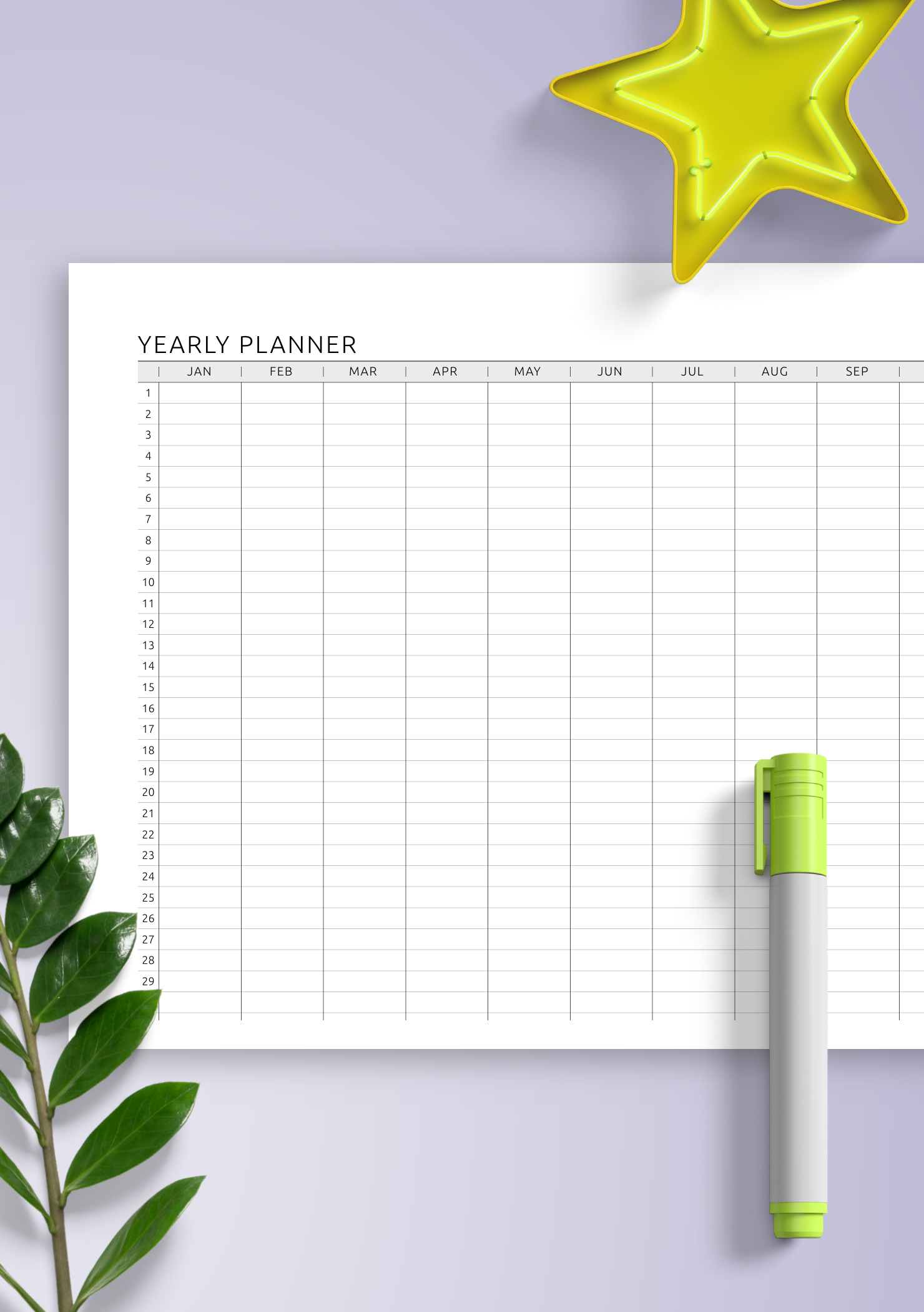 Download Printable 2025 Yearly Planner PDF