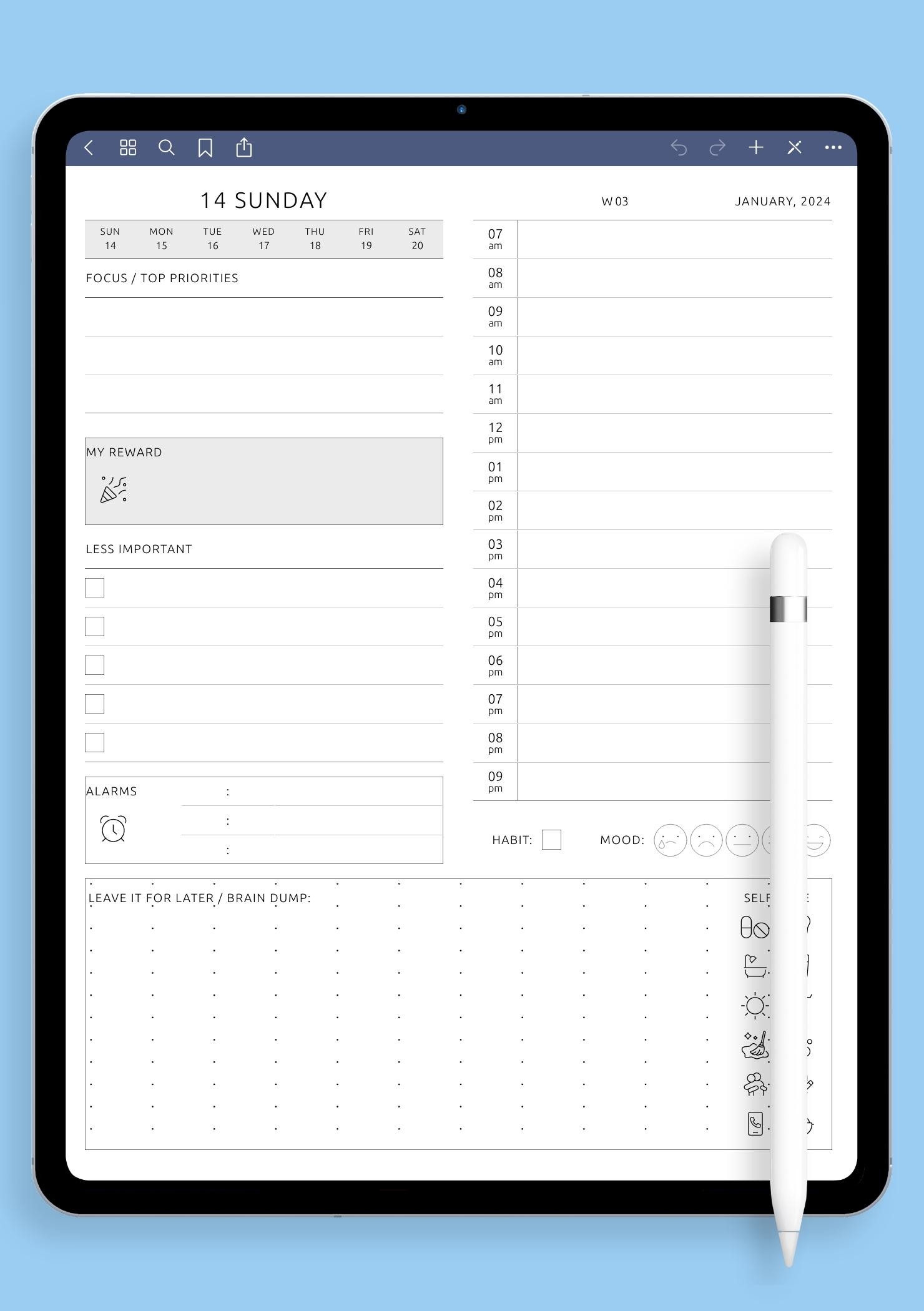 Download Printable ADHD Daily Planner Template Printable Digital PDF