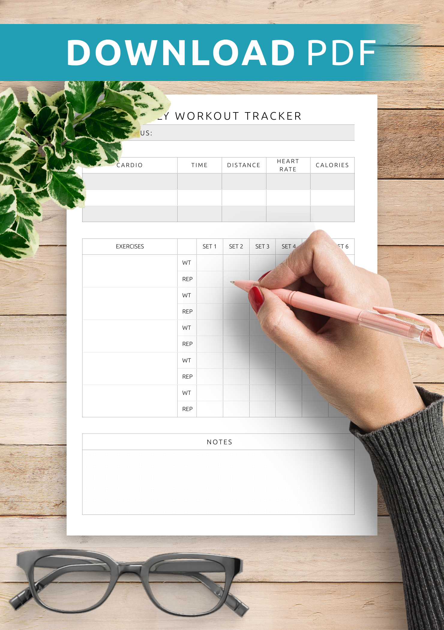 free printable workout planner