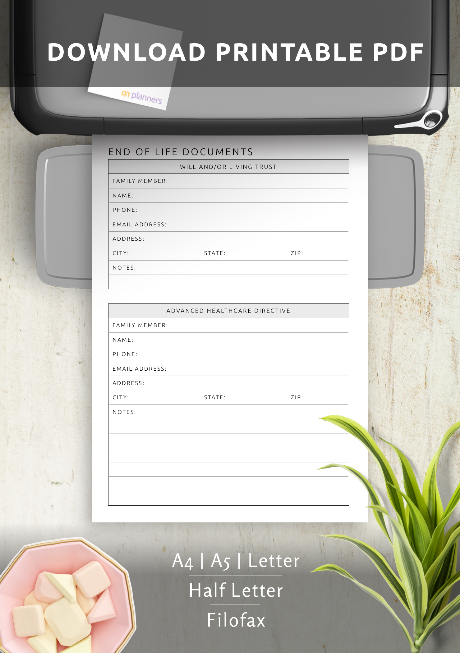 free printable end-of-life planner