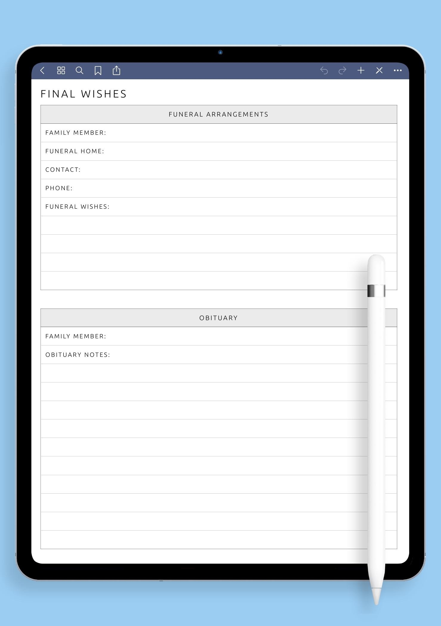 Download Printable Final Wishes Template PDF