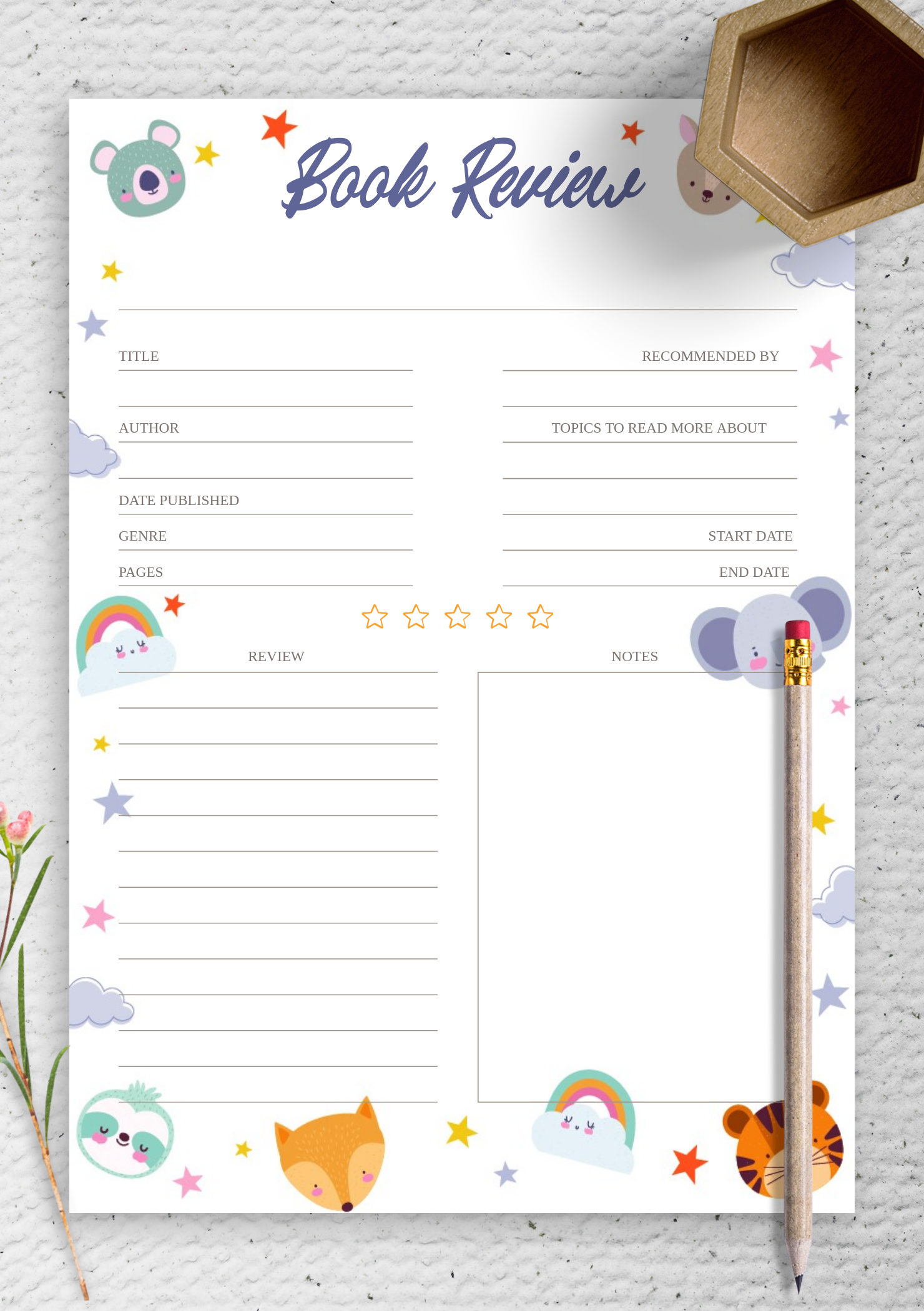 Download Printable Forest Animals Book Review Template For Kids PDF