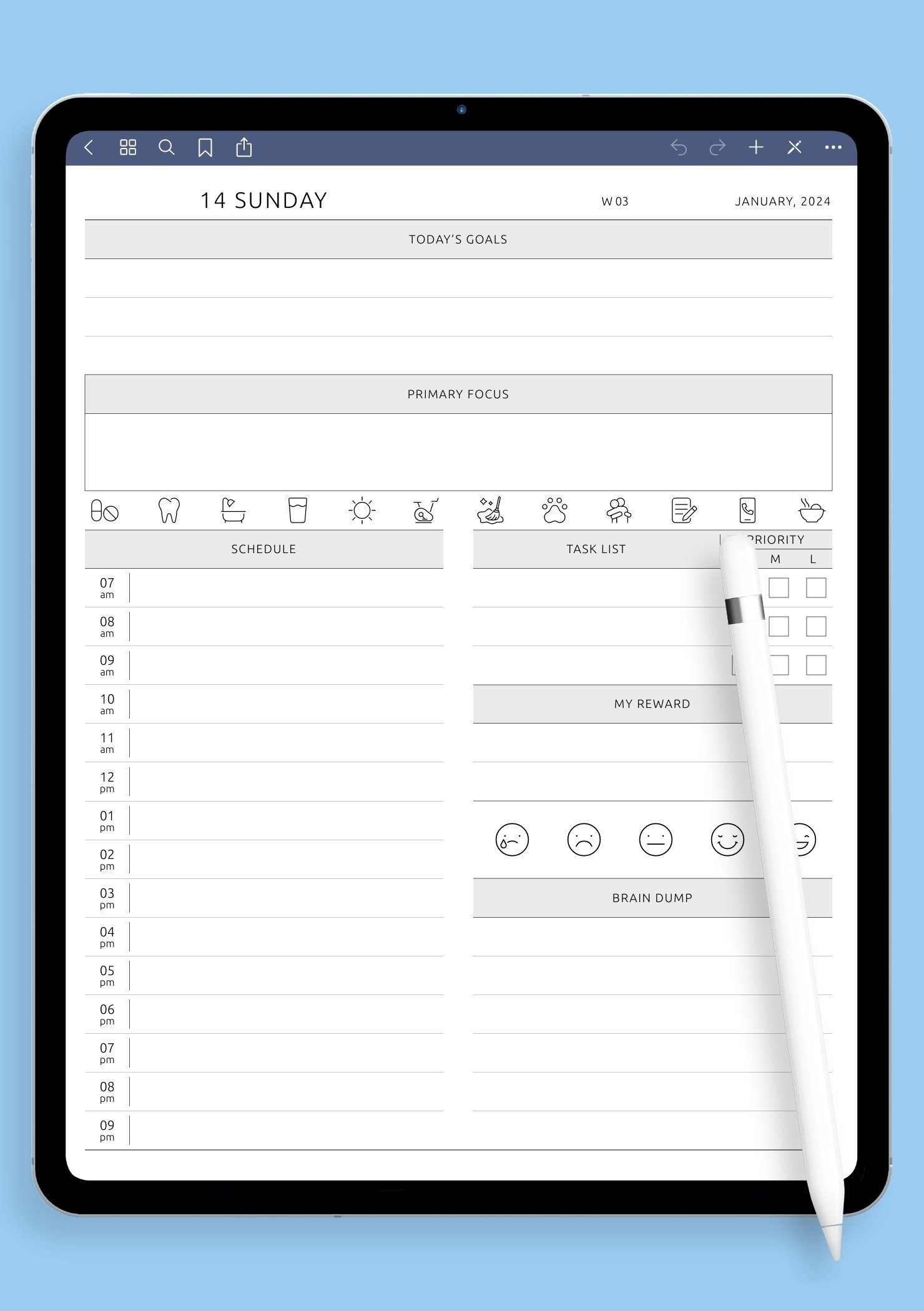 Download Printable Printable ADHD Daily Planner Focus Organization PDF
