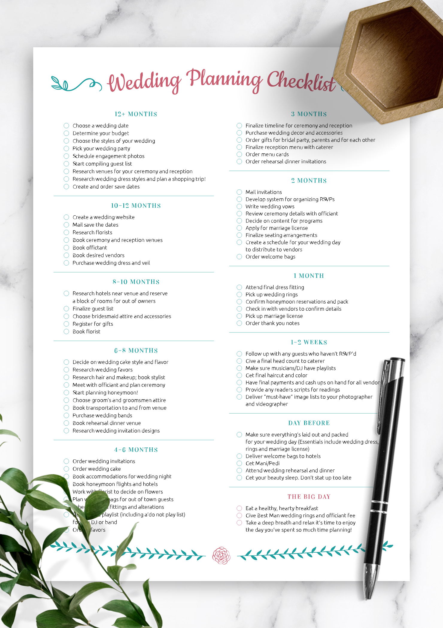 wedding planner printable pdf