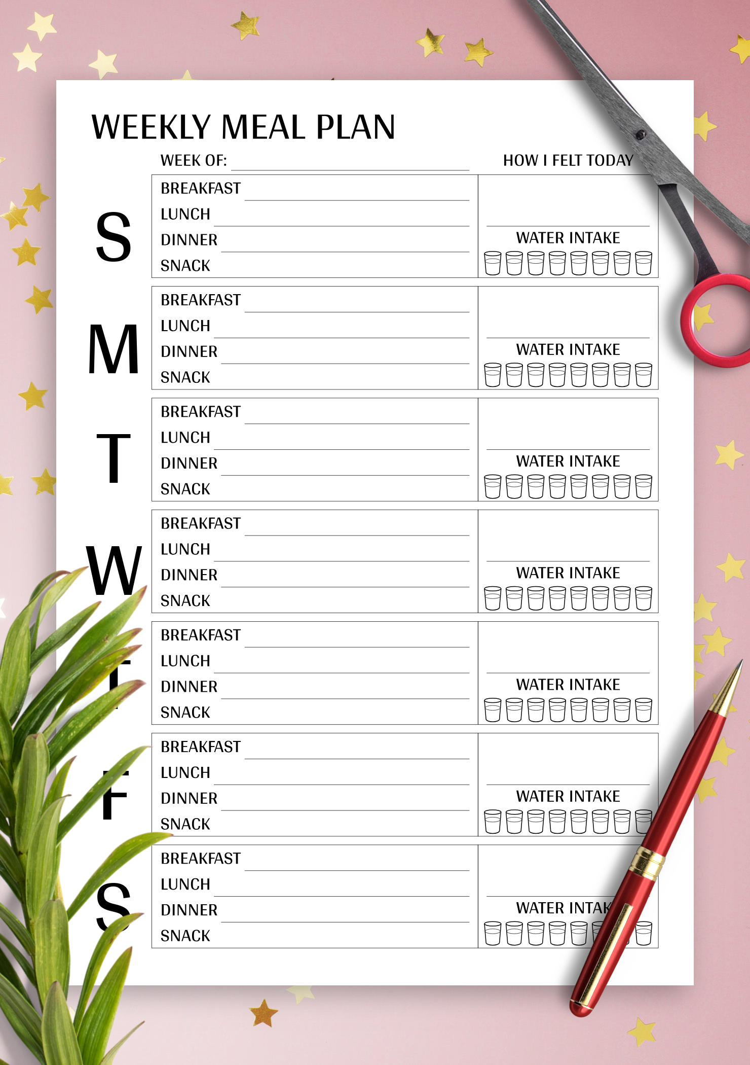 meal planner template printable
