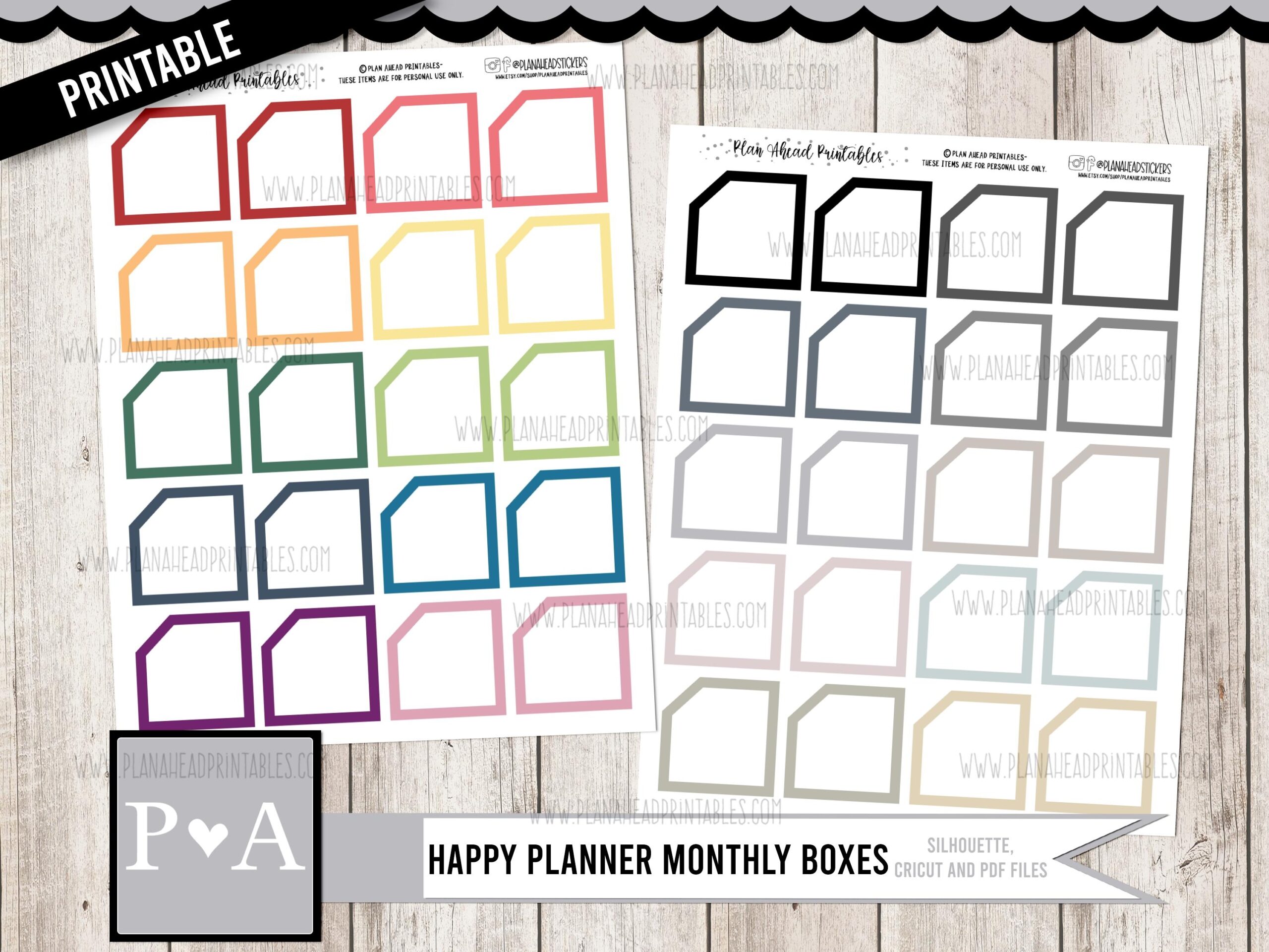 DRUCKBAR Klassisch Happy Planner 17 8 X 23 9 Cm Basic Monthly Box Funktionale Aufkleber Juwel Und Neutrale Farben Etsy de