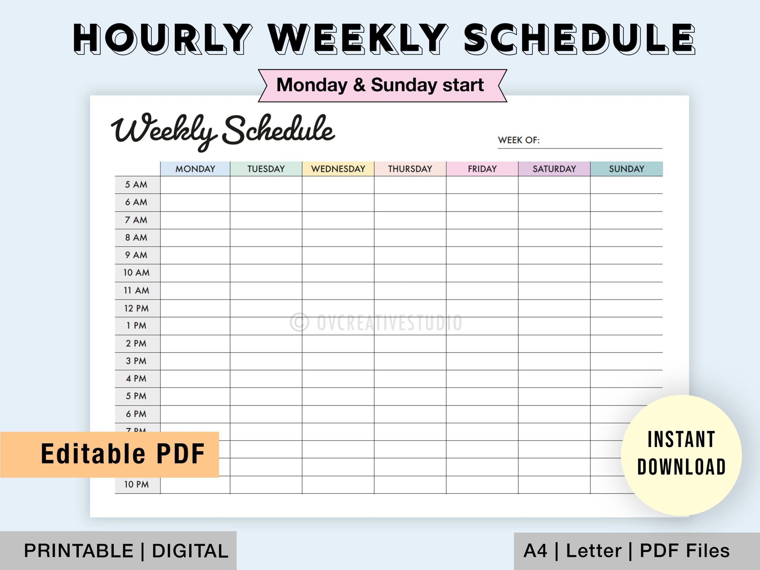weekly schedule template printable