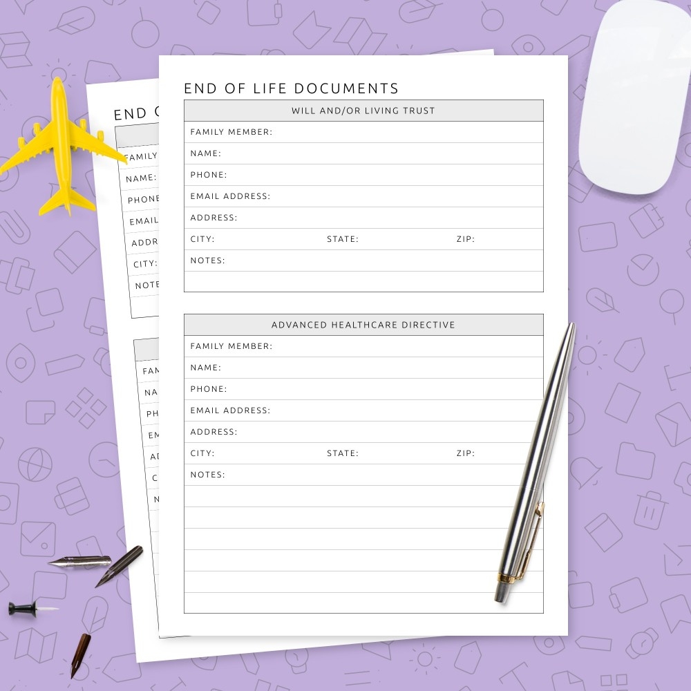 printable end of life planner