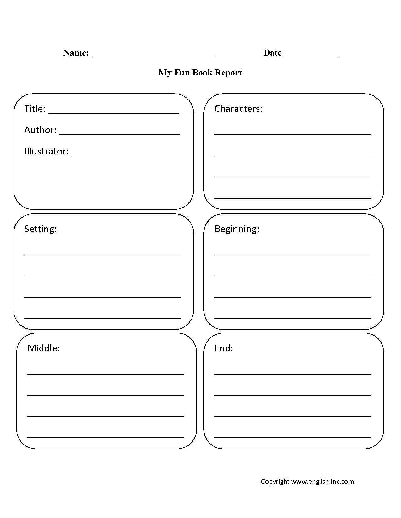printable book report template