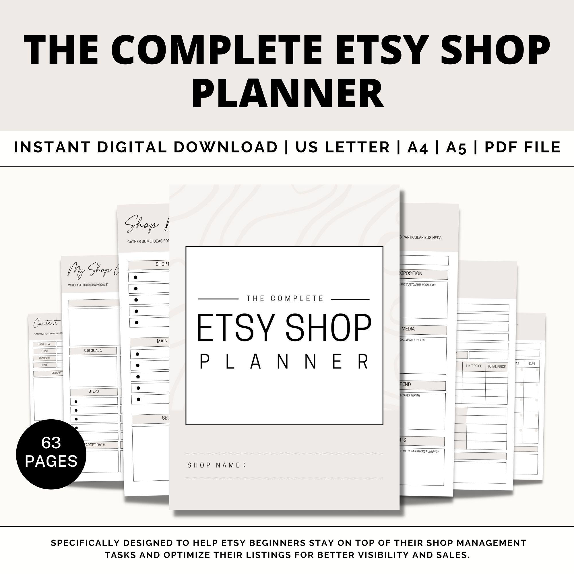 Etsy Shop Planner Printable Etsy Business Plan Etsy Seller Planner Etsy Shop Seller Handbook Etsy Shop Seller Help Selling Guide Etsy Etsy