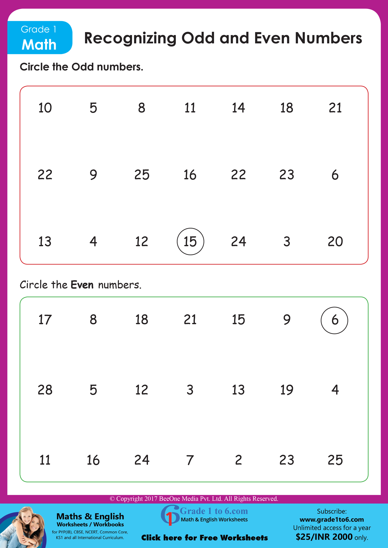 odd and even numbers worksheet