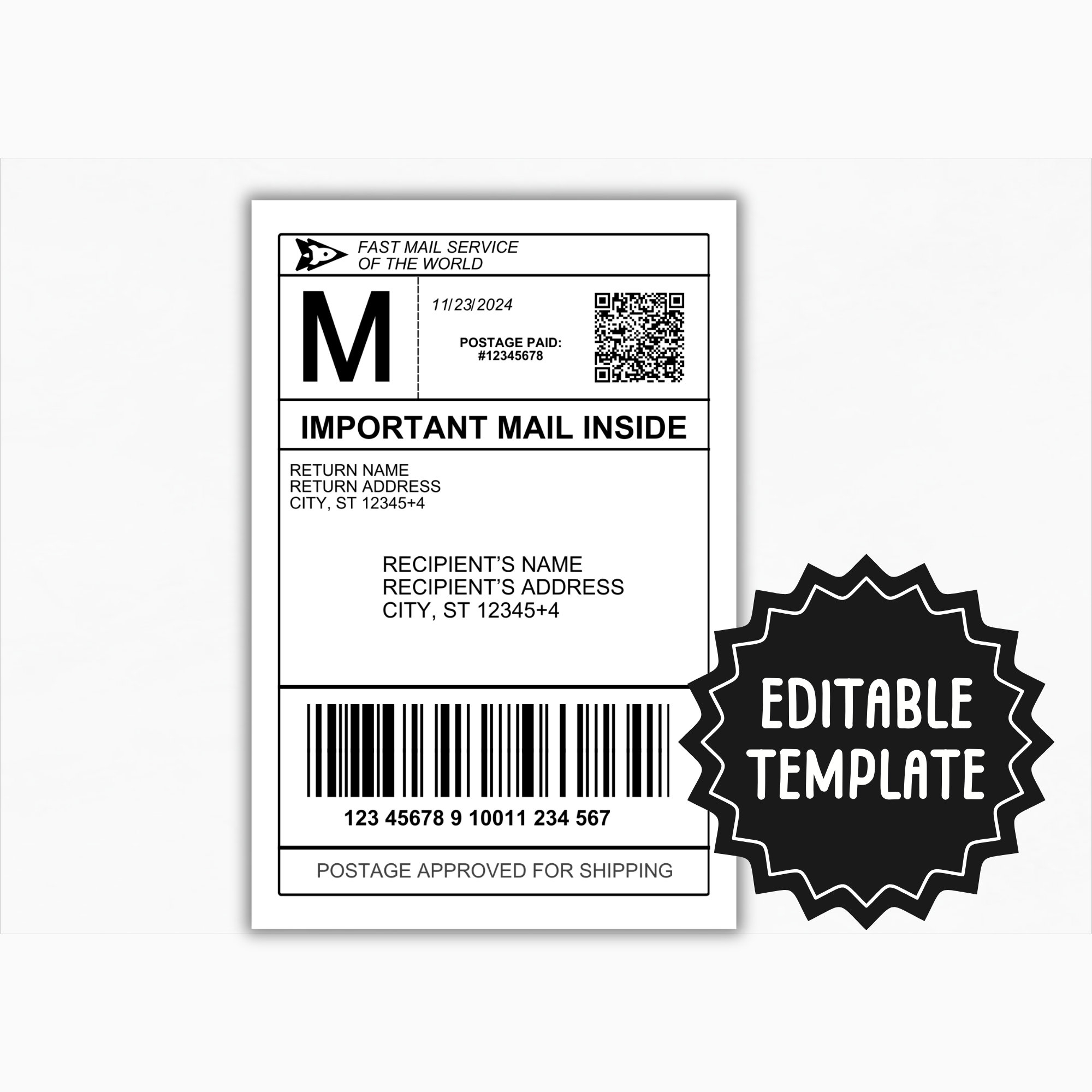 printable shipping label template