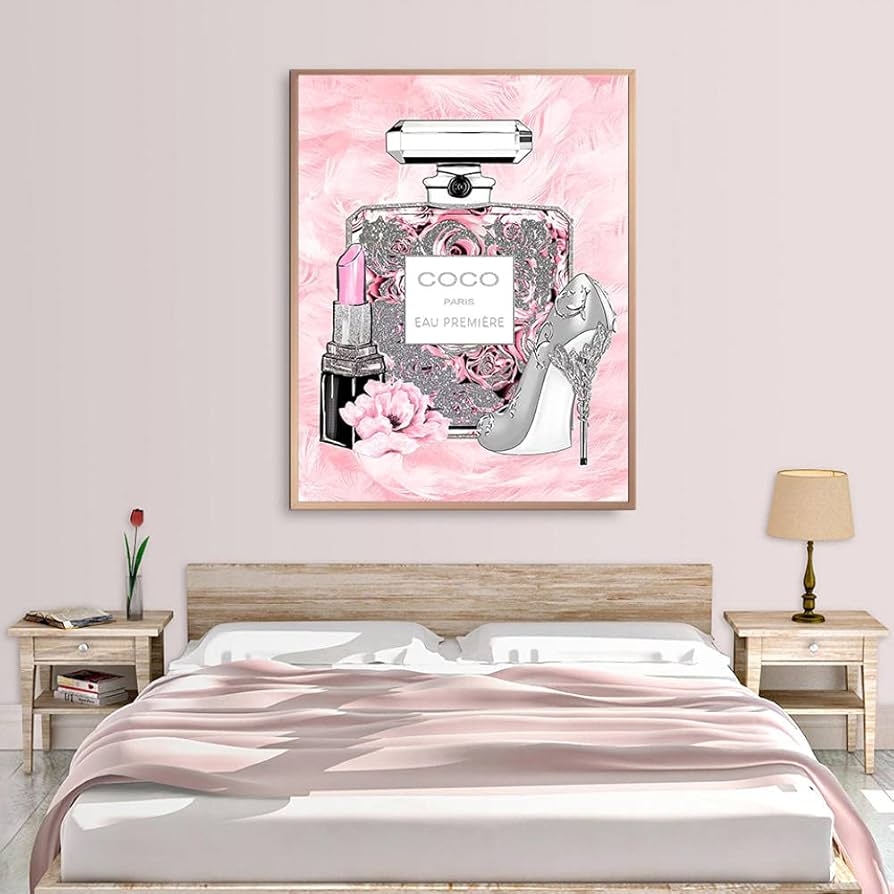 Fashion Perfume Bottle Prints Fashion Canvas Wall Art Fashion Print Lipstick Wall Art Perfume Poster Pink Perfume Shoes Wall Art 50 X 70 Cm No Frame Amazon de Home Kitchen