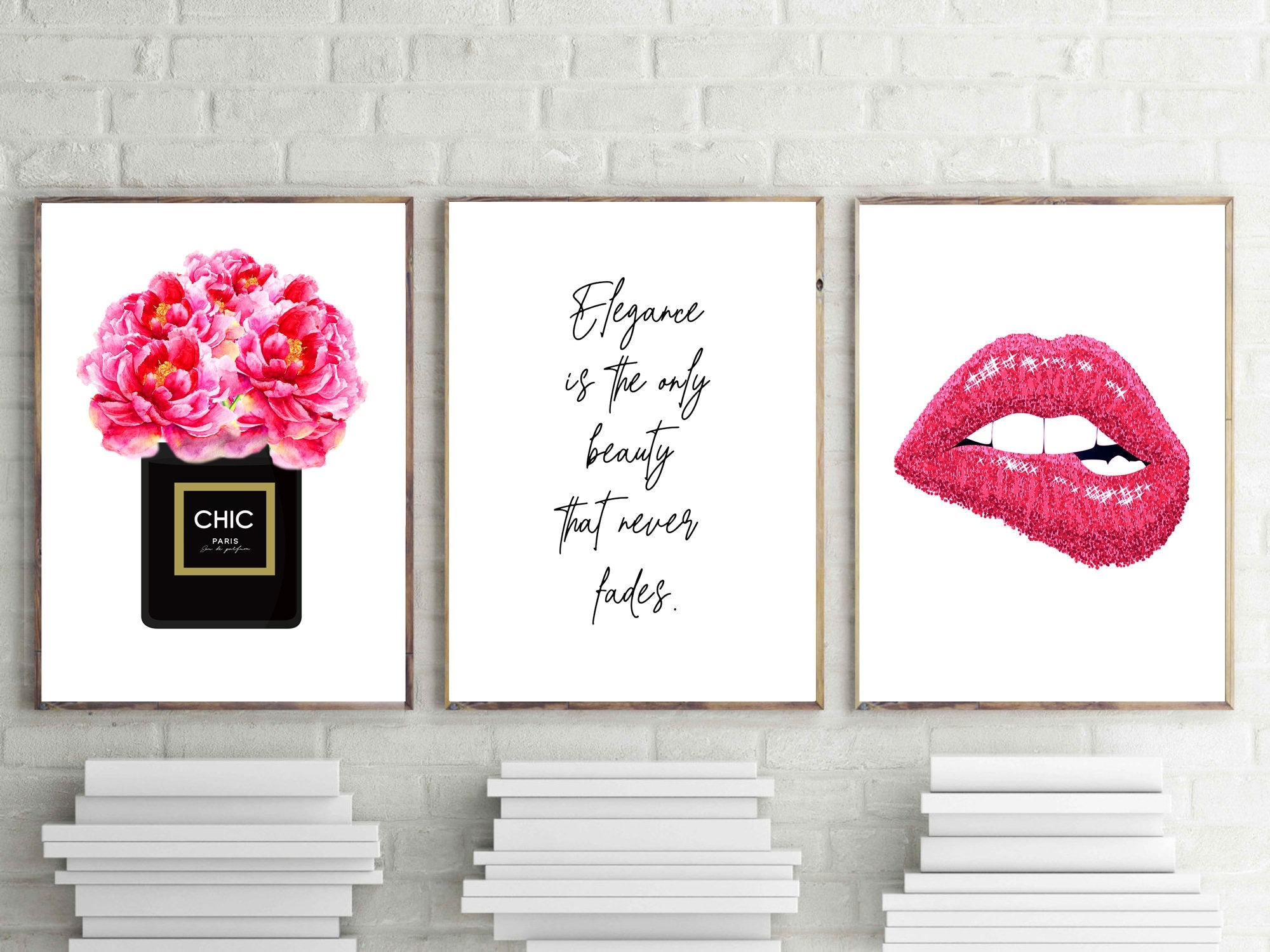 Fashion Prints Hot Pink Wall Art 3er Set Parfum Poster Fuchsia Rosa Blumen Spruch Poster Hot Pink Lippen Druck Vanity Dekor Digital Etsy de