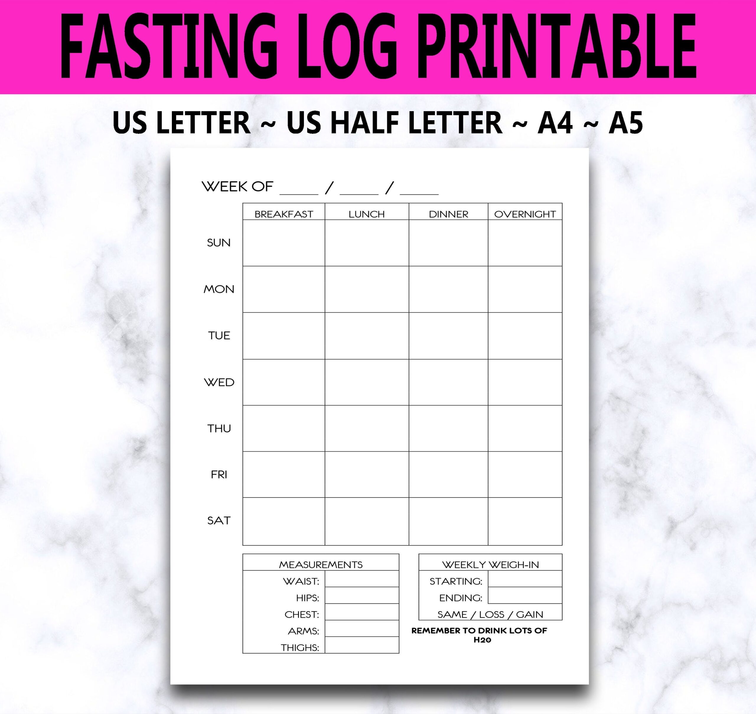 Fasting Log Printable Weekly Intermittent Fasting Tracker Weight Loss Printable Fasting Planner Insert Intermittent Fasting Printable Etsy Ireland