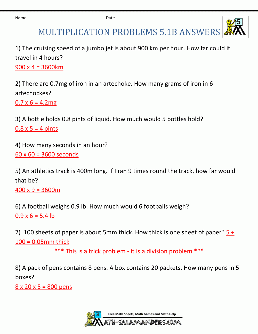 Fifth Grade 5th Grade Math Worksheets Word Problem Mlutiply Google Search
