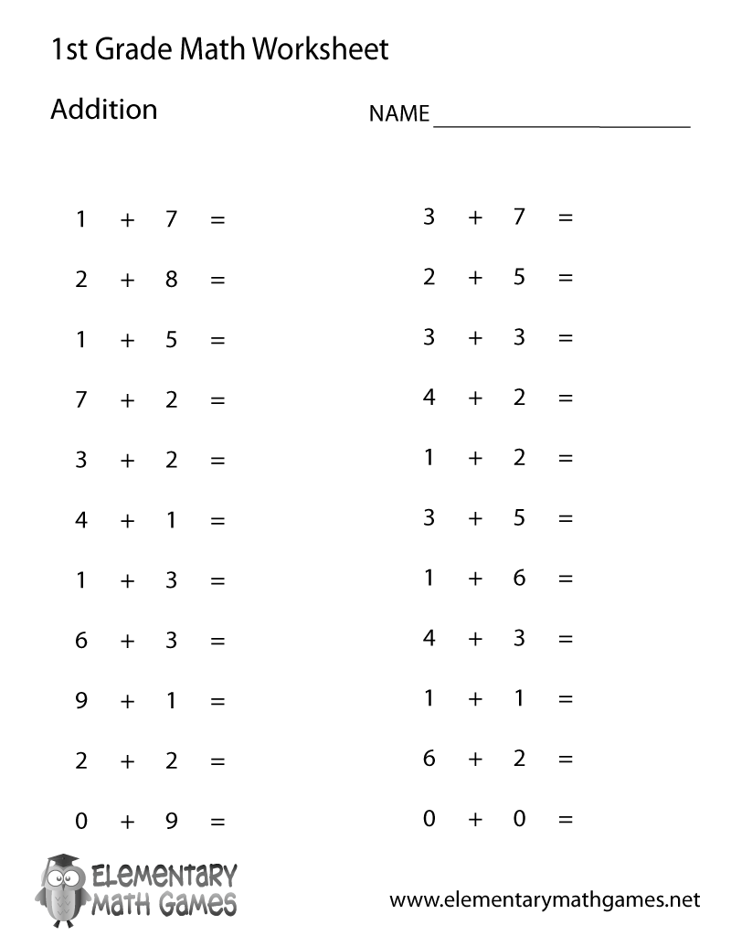 math worksheets for 1st grade