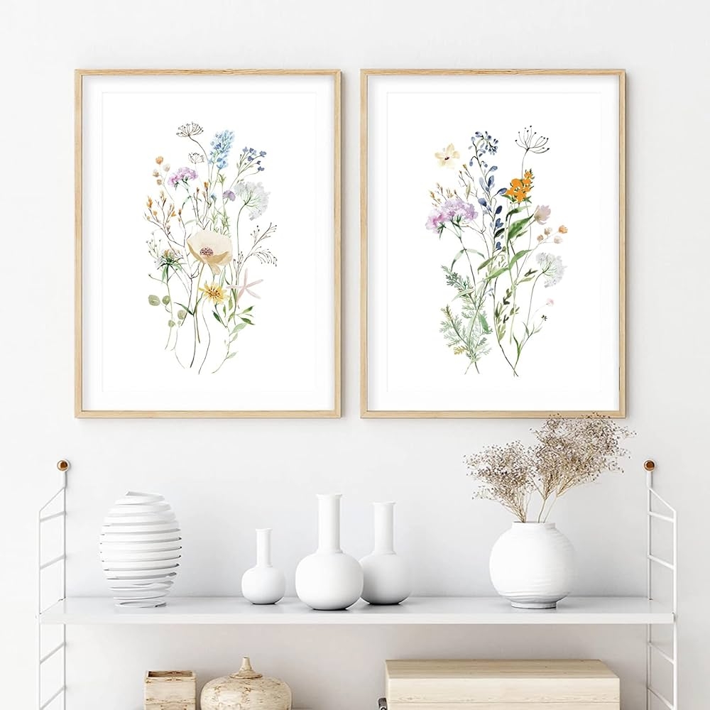 Floral Prints Wall Art Wildflower Nursery Decor Watercolour Poster Flower Picture Wildflower Wall Art Floral Canvas Flowers Market Poster Wildflower Art Studio Vintage Botanical Wall Art 40 6 X 24 Cm Amazon de 