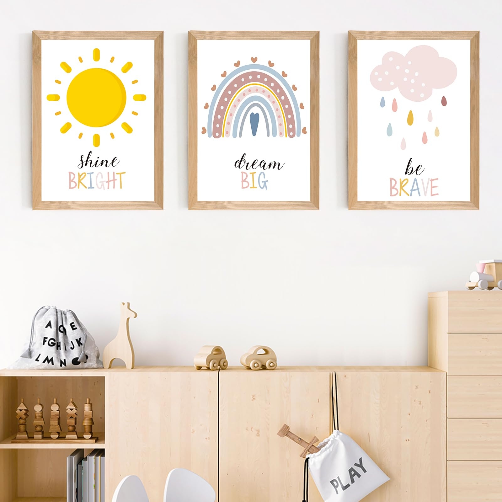 Framed Boho Nursery Wall Art Prints Decor 12x16 Inch Rainbow Weather Wall Decor Inspirational Canvas Art Prints Framed For Nursery Playroom Bedroom Amazon de Home Kitchen