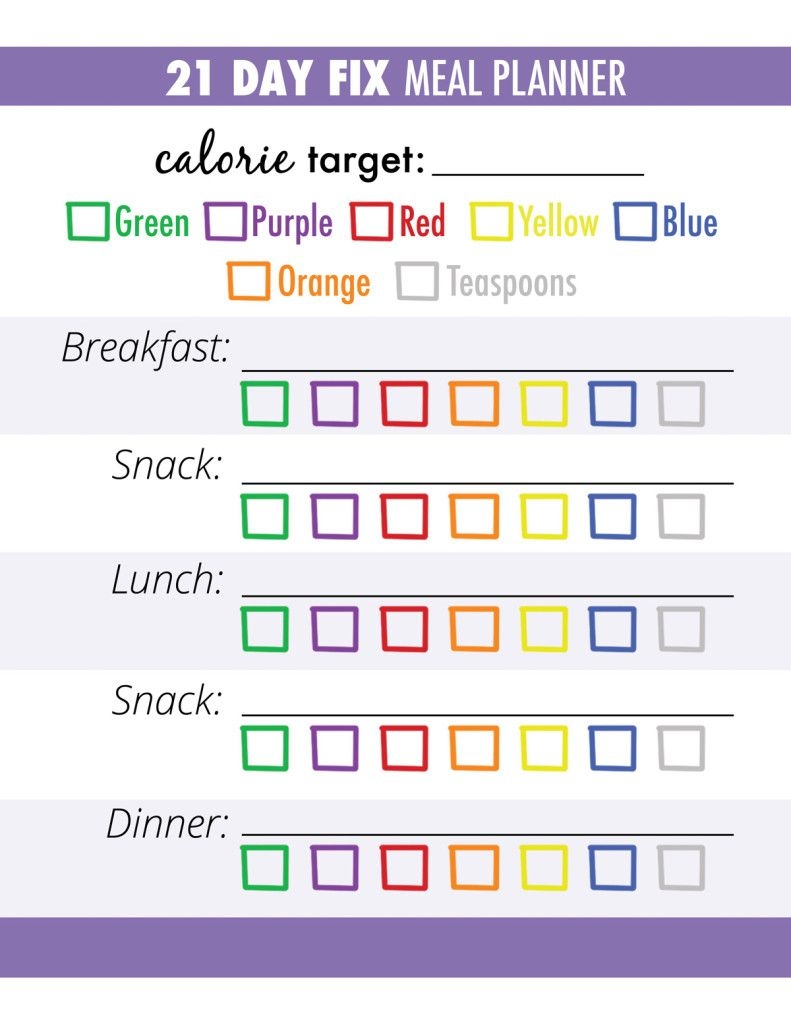 21 day fix printable meal planner
