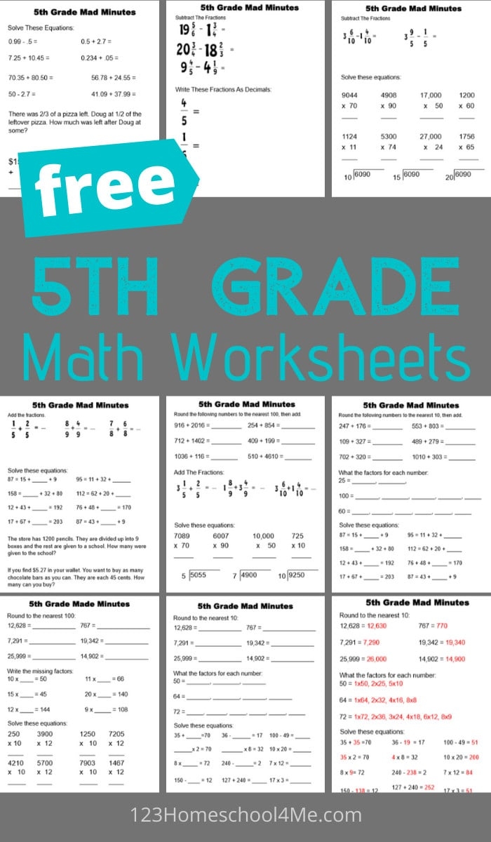 grade 5 math worksheets